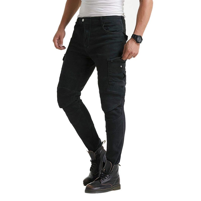 VNFOX Motorcycle Pants, Versatile Motorcycle Jeans, Durable Motorcycle Trousers for Men & Women Riding Pants with Kenn & Hip Armor Pads (Black, L=32) - Image 3